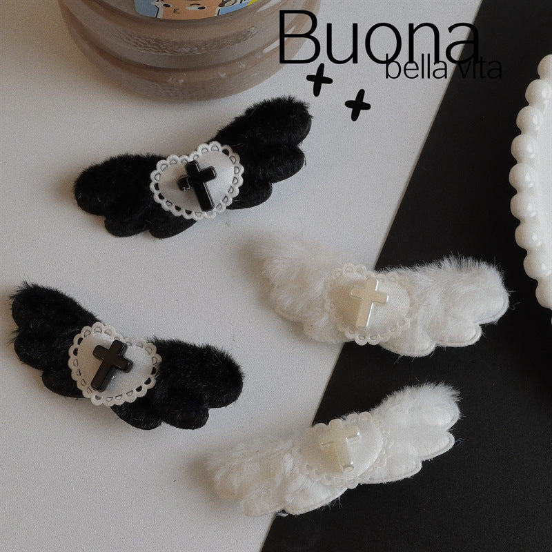 Wholesale White Angel Heart Cross Wings Hairpin